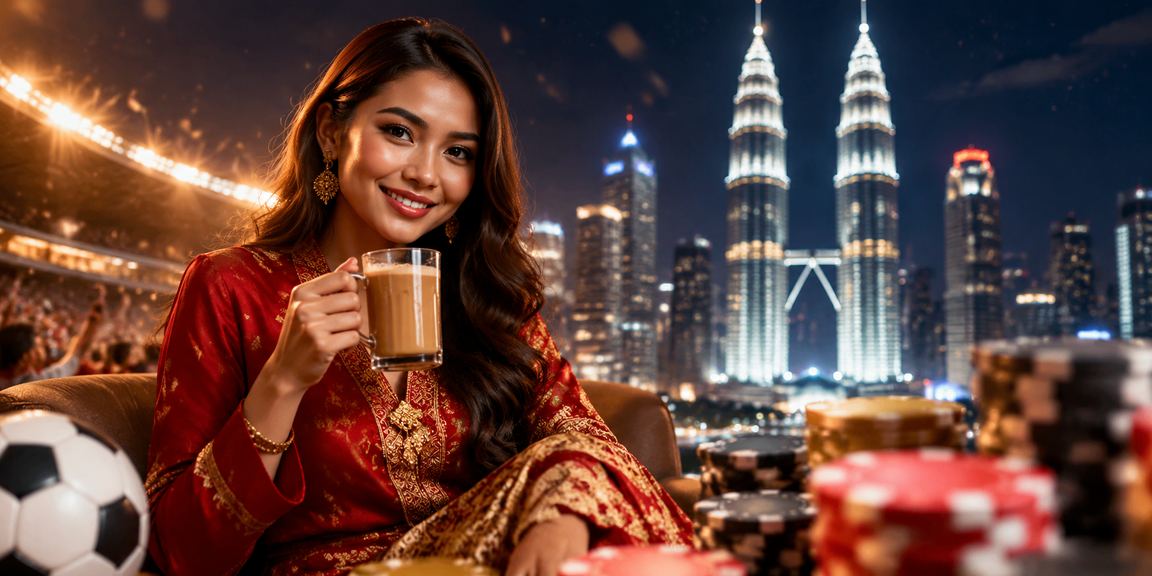 Pertaruhan sukan dengan latar bandar Kuala Lumpur motif batik